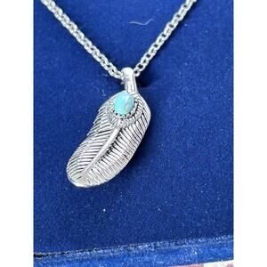 Montana Silversmiths From The Beginning Silver Feather Necklace With Turquoise